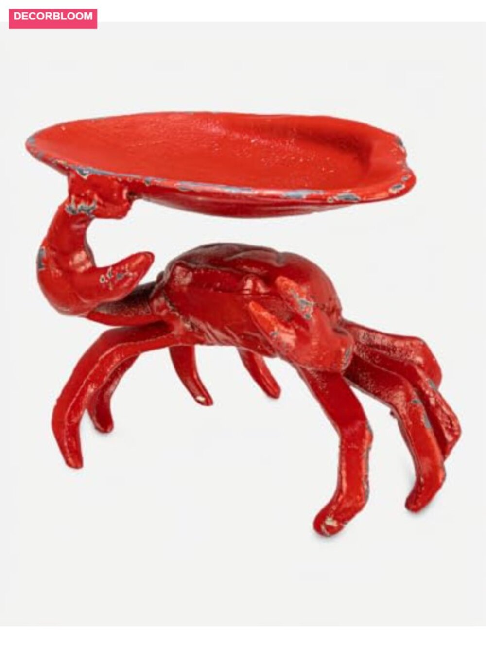 Distressed Cast Iron Crab Shaped Decorative Dish Coastal Nautical Farmhouse